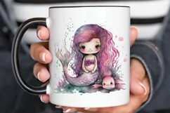 Watercolor Cute Pink Mermaid PNG Clipart Product Image 3