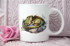 Watercolor Cute Baby Dragon Sleeping PNG Clipart Product Image 3