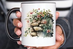 Watercolor Floral Stone Wall PNG Clipart Product Image 3