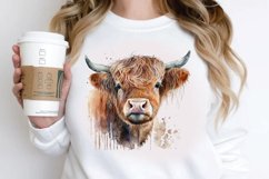 Watercolor Cute Highland Cow PNG Clipart Product Image 3