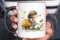 Watercolor Little Girl and Snails PNG Clipart Product Image 3