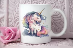 Watercolor Magical Unicorn PNG Clipart Product Image 2