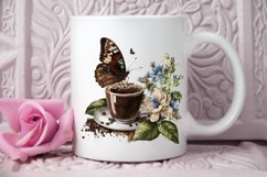 Watercolor Spring Coffee Butterfly PNG Clipart Product Image 3
