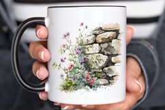 Watercolor Floral Stone Wall PNG Clipart Product Image 3