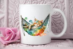 Watercolor Cute Cat in a Hammock PNG Clipart Product Image 3