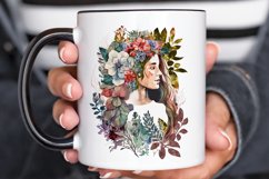 Watercolor Floral Boho Girl PNG Clipart Product Image 3