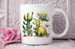 Watercolor Cute Dinosaur and Cactus PNG Clipart Product Image 3