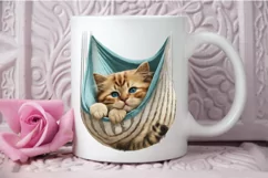 Watercolor Cute Cat in a Hammock PNG Clipart Product Image 3