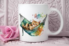 Watercolor Cute Cat in a Hammock PNG Clipart Product Image 3