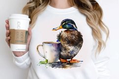 Watercolor Cute Mallard with a Cup PNG Clipart Product Image 3