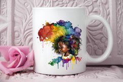 Watercolor African Black Cute Girl Rainbow PNG Clipart Product Image 3