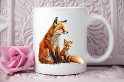 Watercolor Mom and Baby Fox PNG Clipart Product Image 3