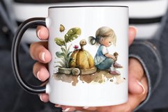 Watercolor Little Girl and Snails PNG Clipart Product Image 3
