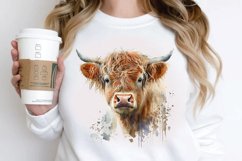 Watercolor Cute Highland Cow PNG Clipart Product Image 3