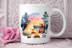 Watercolor Bear Camping at Sunset PNG Clipart Product Image 3