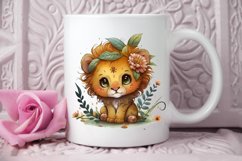 Watercolor Cute Baby Lion Kawaii Cartoon PNG Clipart Product Image 3