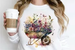 Watercolor Floral Wheelbarrows PNG Clipart Product Image 3