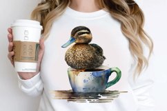 Watercolor Cute Mallard with a Cup PNG Clipart Product Image 3