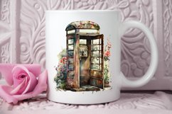 Watercolor Vintage Public Telephone Booth PNG Clipart Product Image 3