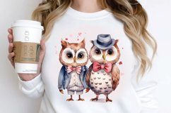 Watercolor Cute Couple Owl PNG Clipart Product Image 3