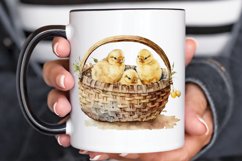 Watercolor Chicks in a Basket PNG Clipart Product Image 3