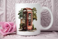 Watercolor Vintage Public Telephone Booth PNG Clipart Product Image 3