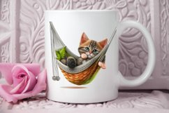 Watercolor Cute Cat in a Hammock PNG Clipart Product Image 3