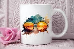 Watercolor Vintage Sunglasses Sunset PNG Clipart Product Image 3