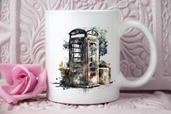 Watercolor Vintage Public Telephone Booth PNG Clipart Product Image 3