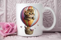Watercolor Cute Kitten with Air Balloon PNG Clipart Product Image 3
