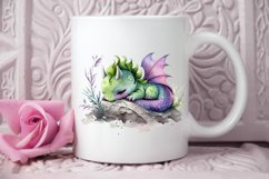 Watercolor Cute Baby Dragon Sleeping PNG Clipart Product Image 3