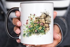 Watercolor Floral Stone Wall PNG Clipart Product Image 3