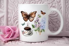 Watercolor Spring Coffee Butterfly PNG Clipart Product Image 3