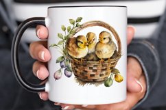Watercolor Chicks in a Basket PNG Clipart Product Image 3