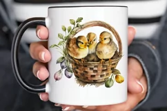 Watercolor Chicks in a Basket PNG Clipart Product Image 3