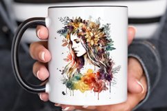 Watercolor Floral Boho Girl PNG Clipart Product Image 3