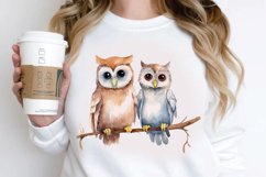 Watercolor Cute Couple Owl PNG Clipart Product Image 3