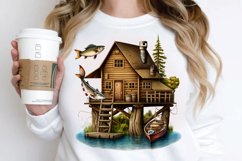 Watercolor Fishing Lodge PNG Clipart Product Image 3