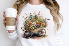 Watercolor Floral Wheelbarrows PNG Clipart Product Image 3
