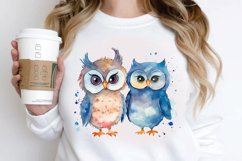 Watercolor Cute Couple Owl PNG Clipart Product Image 3