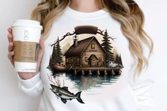 Watercolor Fishing Lodge PNG Clipart Product Image 3