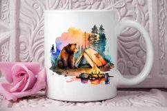 Watercolor Bear Camping at Sunset PNG Clipart Product Image 3