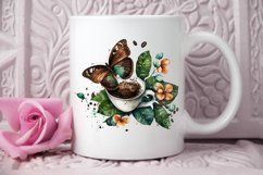 Watercolor Spring Coffee Butterfly PNG Clipart Product Image 3