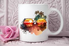 Watercolor Vintage Sunglasses Sunset PNG Clipart Product Image 3