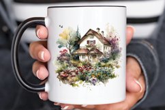 Watercolor House in Flower Garden PNG Clipart Product Image 3