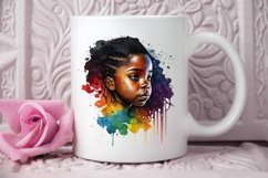 Watercolor African Black Cute Girl Rainbow PNG Clipart Product Image 3