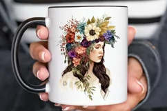 Watercolor Floral Boho Girl PNG Clipart Product Image 3