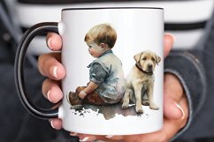 Watercolor Cute Baby Boy and Dog PNG Clipart Product Image 3