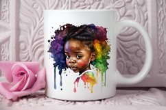 Watercolor African Black Cute Girl Rainbow PNG Clipart Product Image 3