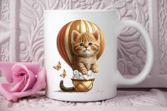 Watercolor Cute Kitten with Air Balloon PNG Clipart Product Image 3